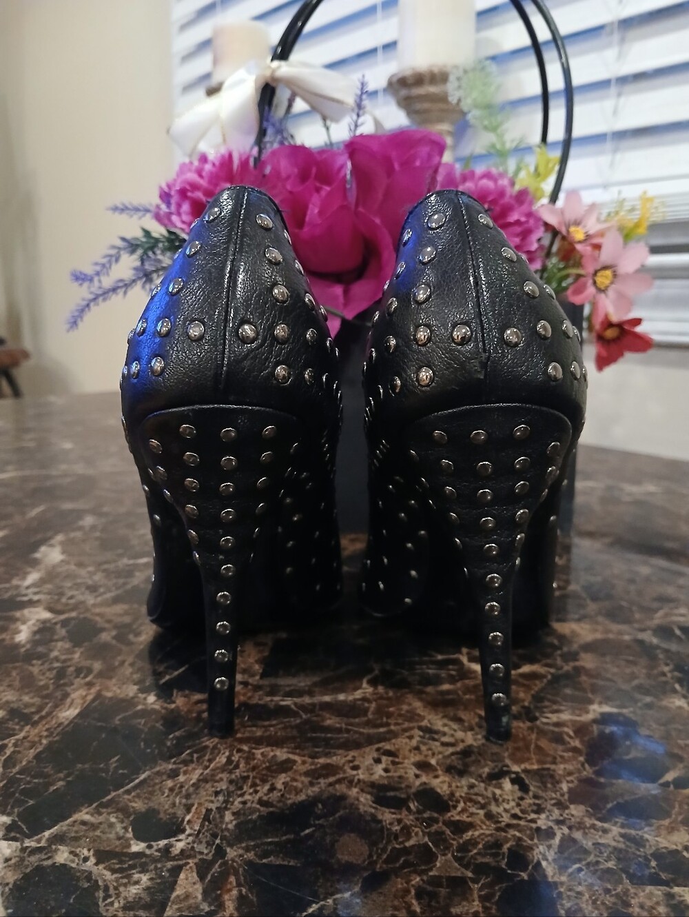 Givenchy Black Studded Peep-Toe Stiletto Heels - Picture 5 of 10
